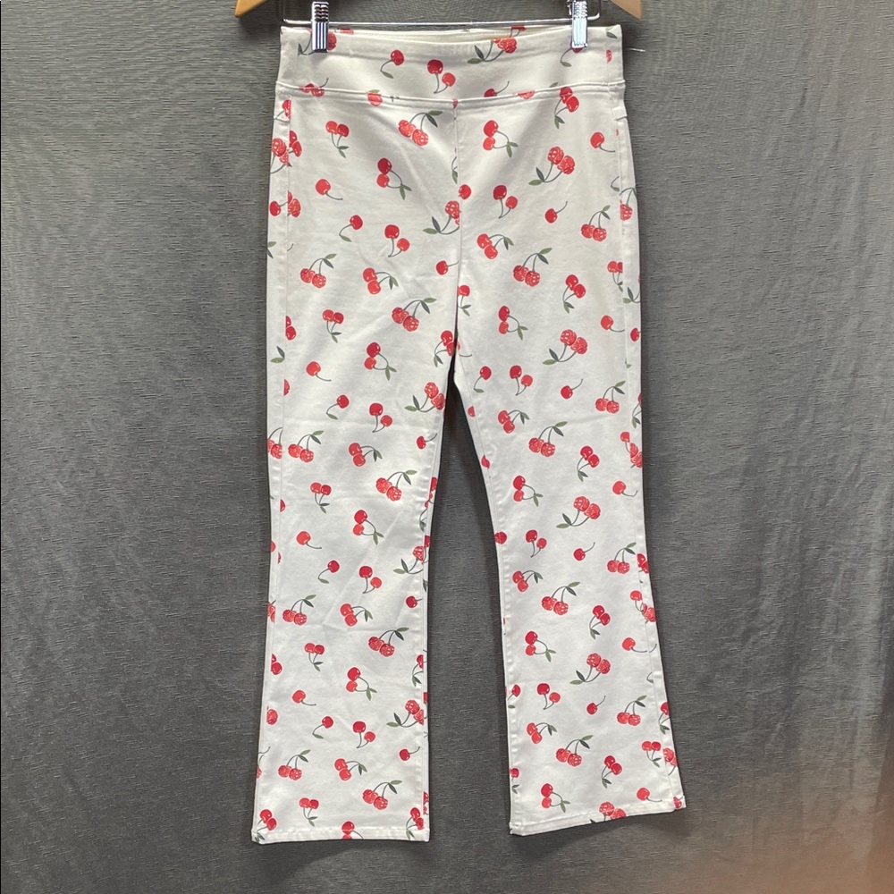 We The Free Cherry Print Pants - White and Red